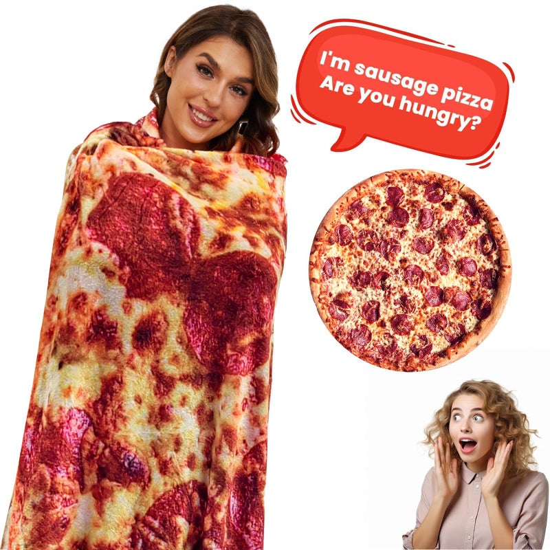 Outivity Pizza Blanket Adult Size 71 Inches, Funny Gifts for Girlfriend Boyfriend, Pepperoni Pizza Blanket, Novelty Food Blankets Oversized, Birthday Gifts for Her Him - Image 5